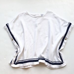 Janie & Jack white/navy knit poncho EUC 5-6Y